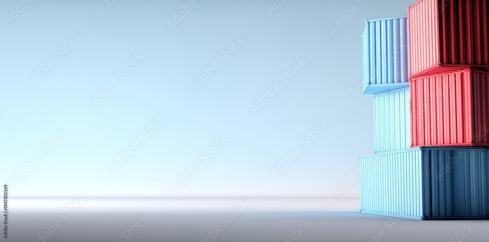 Obraz premium Minimalist stack of blue. container isolate background concept.