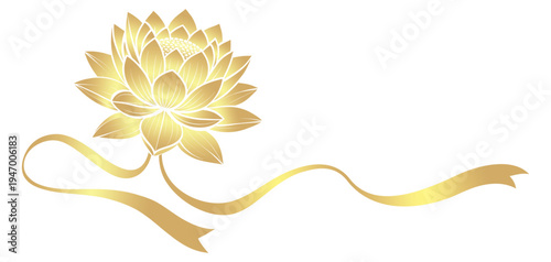 Vector silhouette illustration of a golden lotus for Vesak Day