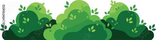 Green bush foliage illustration collection, cartoon garden shrub plant border set, nature landscape vector isolated background design