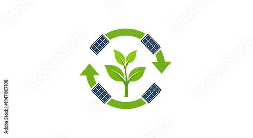 Eco friendly energy solar plant growing.