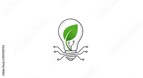 Eco friendly light bulb with leaf.