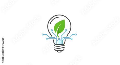 Eco friendly light bulb with leaf.