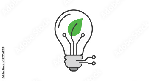 Eco friendly light bulb with leaf.
