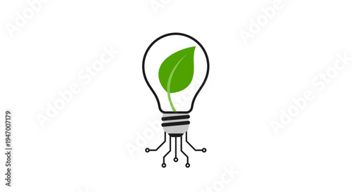 Eco friendly light bulb with leaf.
