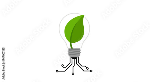 Eco friendly light bulb with leaf.