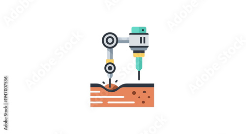 Drilling machine in action drilling.