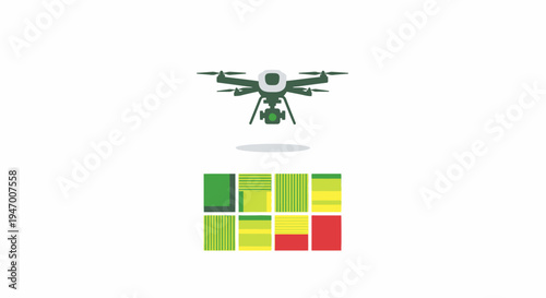 Drone Flying Over Colorful Squares.