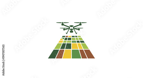 Drone Flying Over Colorful Grid Pattern.