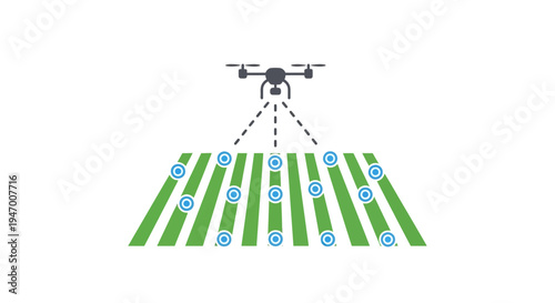 Drone spraying pesticide on crop field.