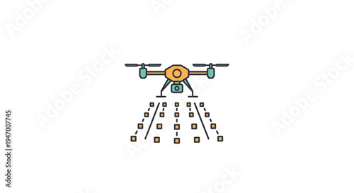 Drone spraying tiny cubes downwards.