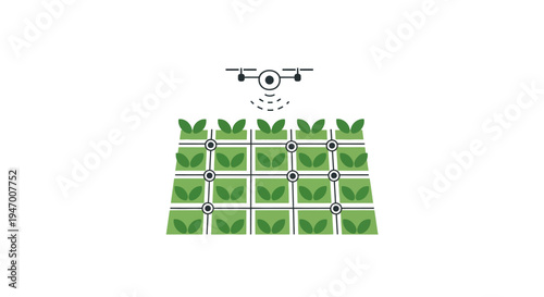 Drone watering plants in vertical farm.