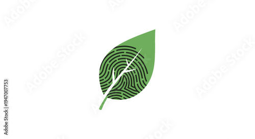 Green leaf with fingerprint pattern.