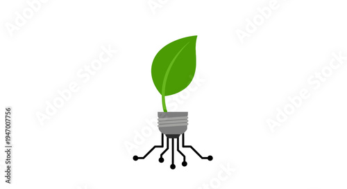 Green leaf sprouting from pot.