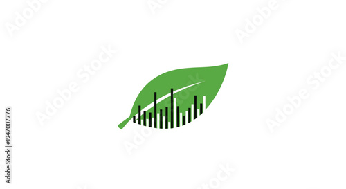 Green leaf with graph bars.