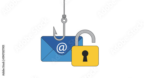 Email phishing security lock symbol.
