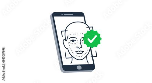 Facial recognition technology on smartphone.