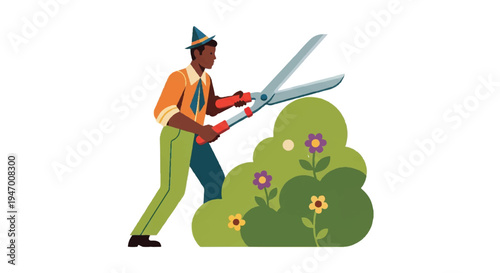 Man opens curtains revealing bright light illustration