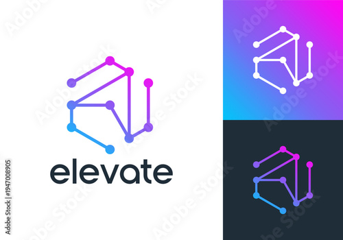 simple arrow neuron logo. connection technology symbol design concept
