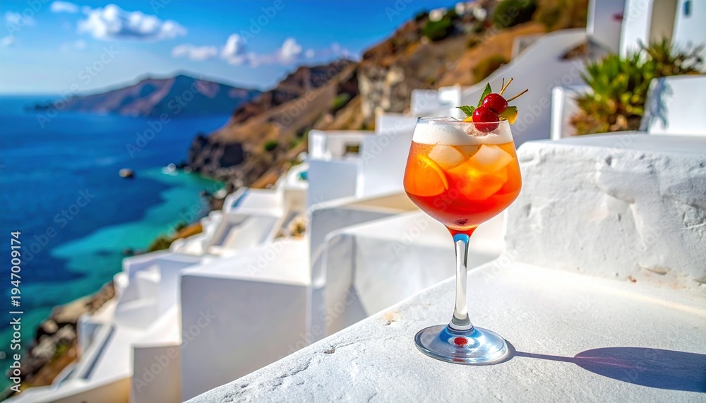 Fototapeta premium cocktail on the terrace of santorini
