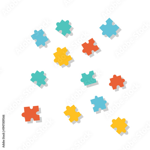 World Autism Awareness Day Background  Colorful Puzzle Pieces Scattered 