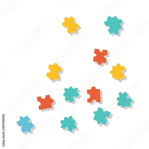 World Autism Awareness Day Background  Colorful Puzzle Pieces Scattered 
