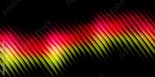 Vertical stripes in vibrant yellow and pink gradient transition smoothly on black background creating a dynamic abstract visual effect that adds a touch of modern art to any design or digital project.