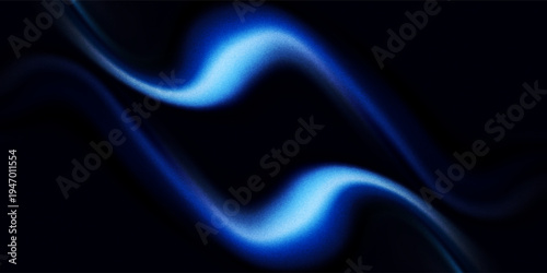 Blue wind waves effect. Abstract light motion trails with sparkles isolated on black background. Light blue Twirl. Curve light effect of blue line. Luminous blue circle.