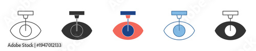 Modern vector eye icon set demonstrating vision health, ophthalmic diagnostics, and medical treatment concepts with various styles for healthcare designs