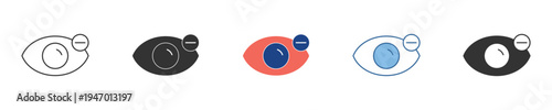 Collection of eye visibility and privacy icons, featuring hidden mode, invisible status, and incognito browsing symbols in various styles for digital interface designs