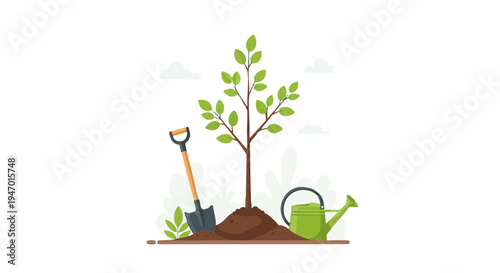 Planting Young Tree Garden Tools