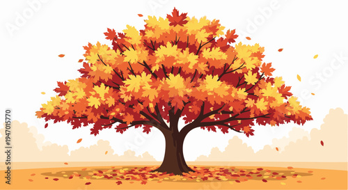 Colorful Autumn Maple Tree Illustration