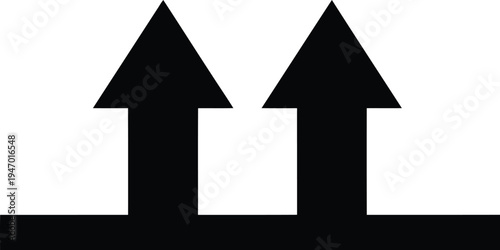 Two black arrows pointing upwards on a white background