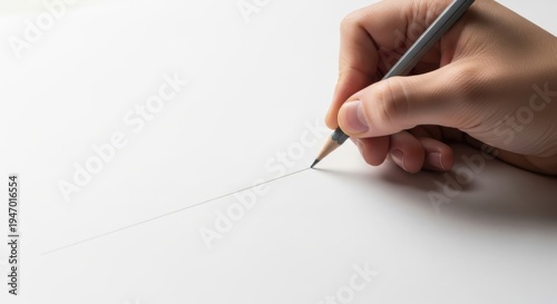Hand Holding Pen on White Paper.