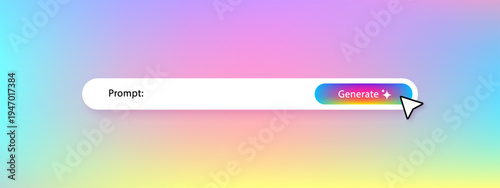 Generate AI prompt bar. Artificial intelligence, machine learning technology, chat, futuristic, button design concept. Vector illustration
