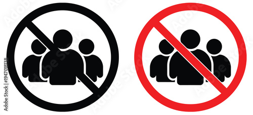 No Gathering Icons – Black and Red Prohibition Signs