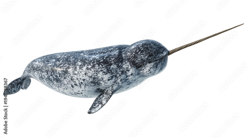 Obraz premium Narwhal side view, isolated on a white background
