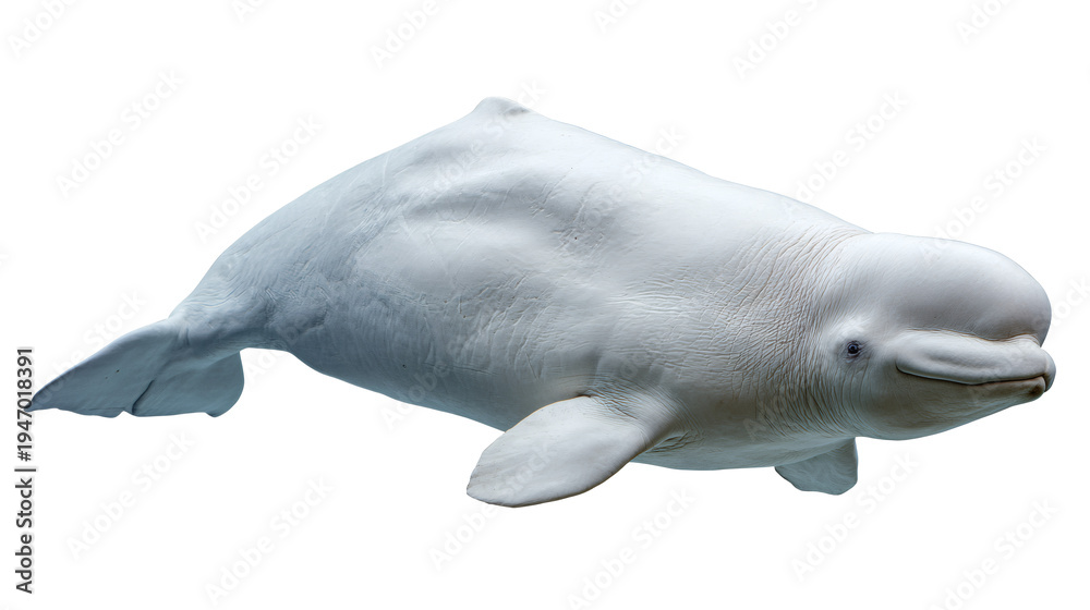 Obraz premium Beluga whale swimming pose, isolated on a white background