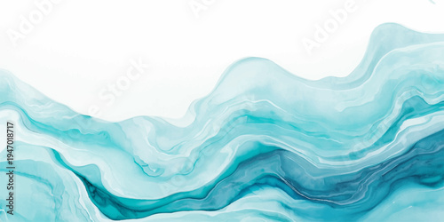 Vector Aquatic Serenity, abstract ethereal, aqueous swirls, fluid turquoise, a serene sense, tranquil ambiance and  calm, flow and motion.