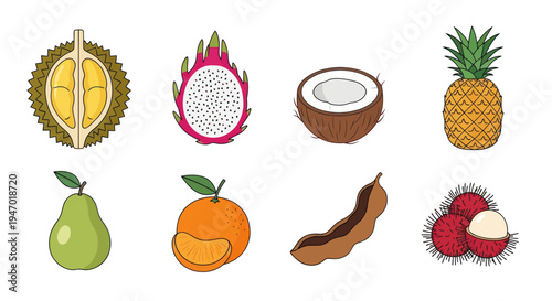 Assortment of colorful tropical fruits
