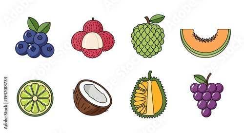 Assortment of colorful tropical fruits