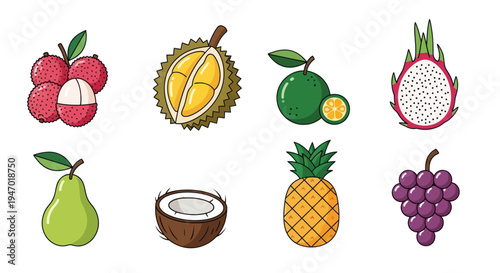 Assortment of colorful tropical fruits