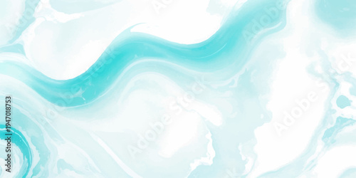 Vector Aqua Serenity Flowing Swirls of turquoise and white watercolor blend artfully, evocative of oceanic currents and ethereal grace, creating an abstract tapestry.