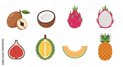 Assortment of colorful tropical fruits