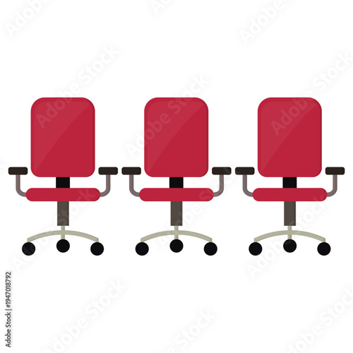 A contemporary leather ergonomic office chair stands in an empty interior, featuring a comfortable design with black wheels for a modern business furniture aesthetic