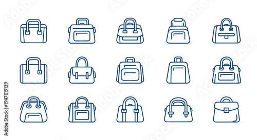 Bags collection line art icons