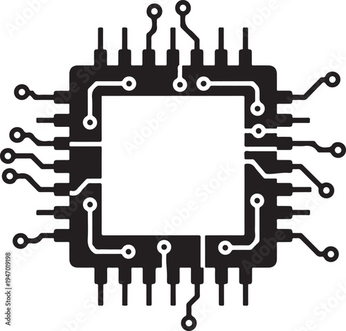 Microchip electronic circuit board component closeup.