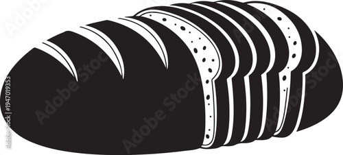 Sliced Baguette Bread Loaf Illustration.