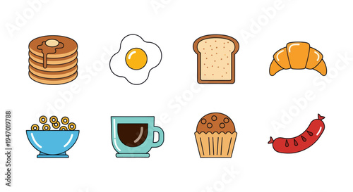 Breakfast food items illustration