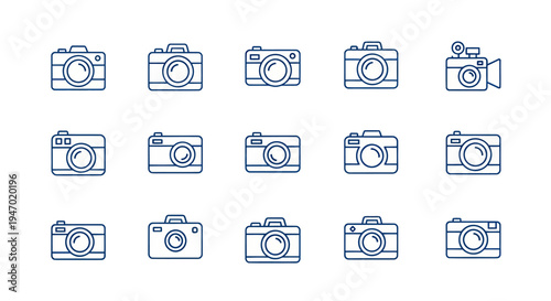 Camera icons set photography and technology