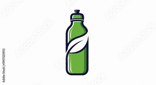 A green bottle with a white leaf design